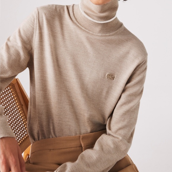 MEN'S LACOSTE TURTLENECK MERINO WOOL SWEATER - Picture 5 of 6